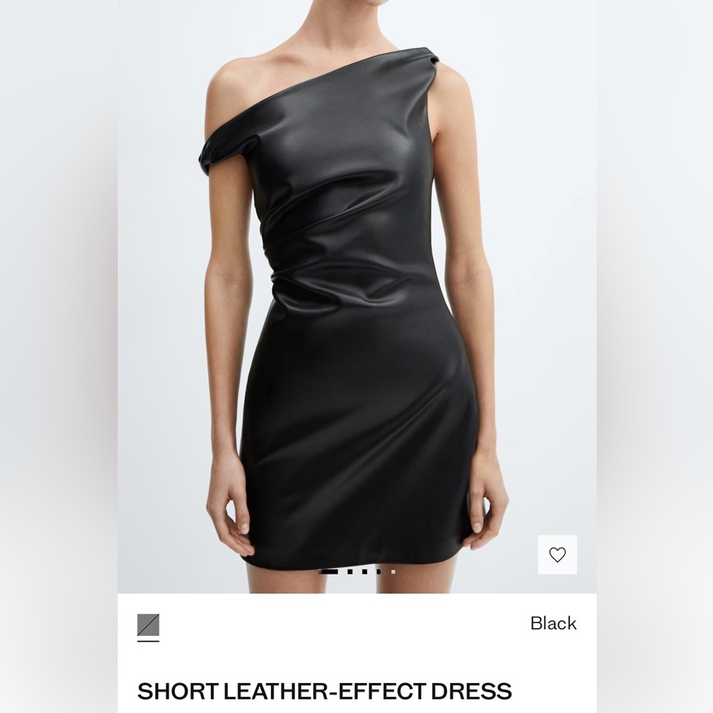Mango black faux leather mini dress nwt size xs